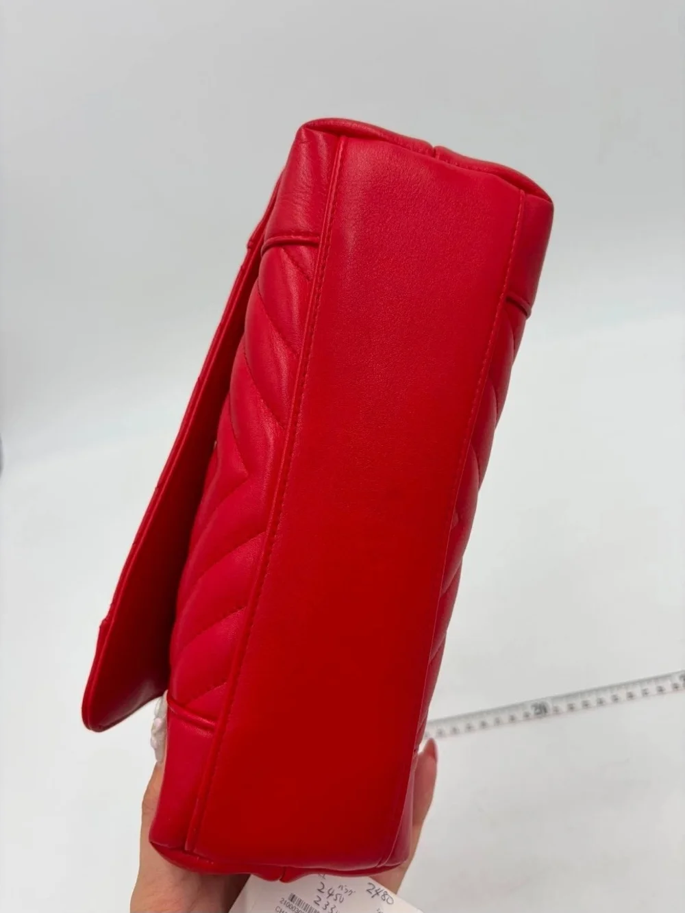 Chanel Red Quilted Lambskin Shoulder Bag with Gold Chain
